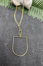 Gold Paperclip Large D Shape Geometric Necklace