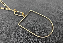 Gold Paperclip Large D Shape Geometric Necklace