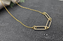 Pave Crystal Paper Clip Necklace