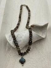 Quatrefoil Blue Flash Labradorite Necklace