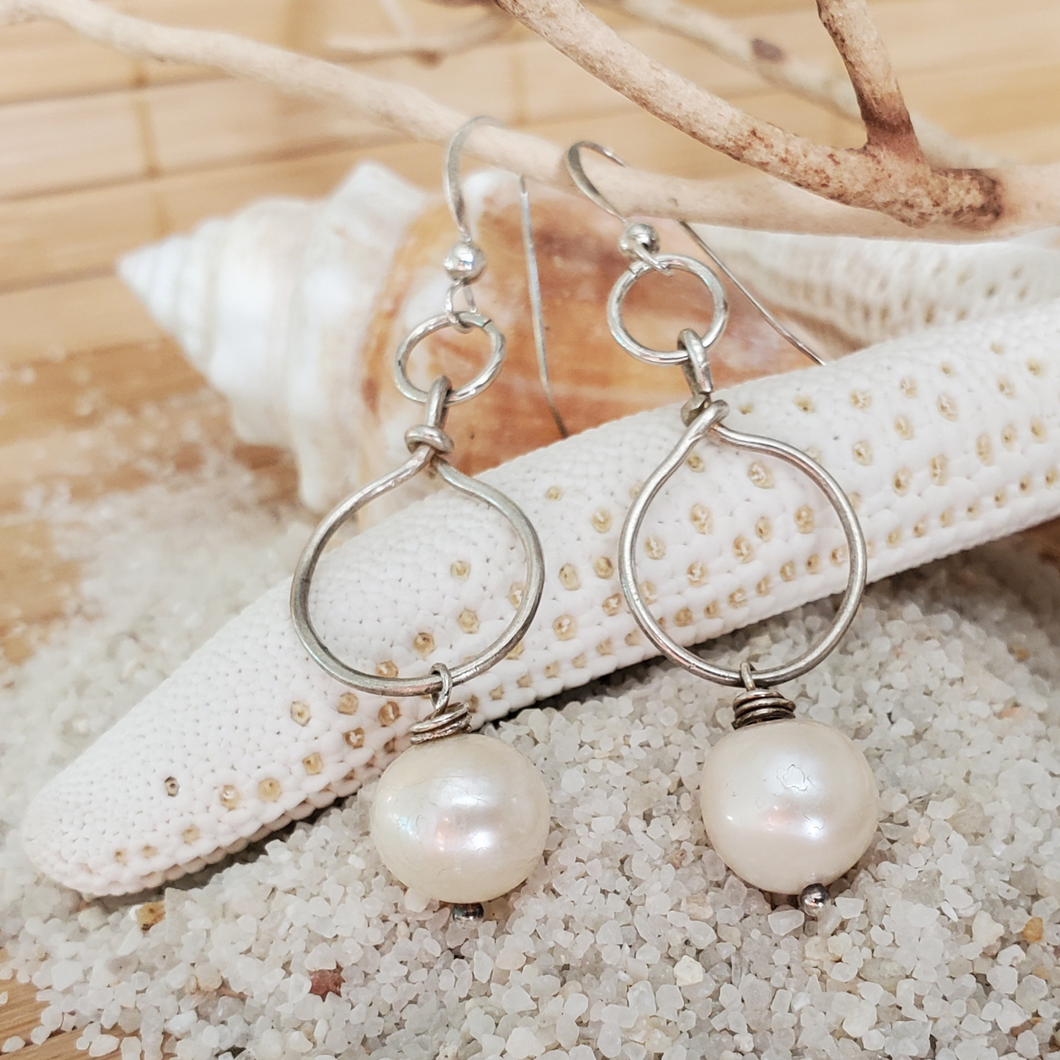 Double Hoop Pearl Earrings