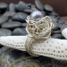 Scallop Band Lavender Pearl Ring