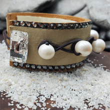Leather and Pearl Cuff Bracelet