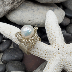 Wide Band Pearl Ring